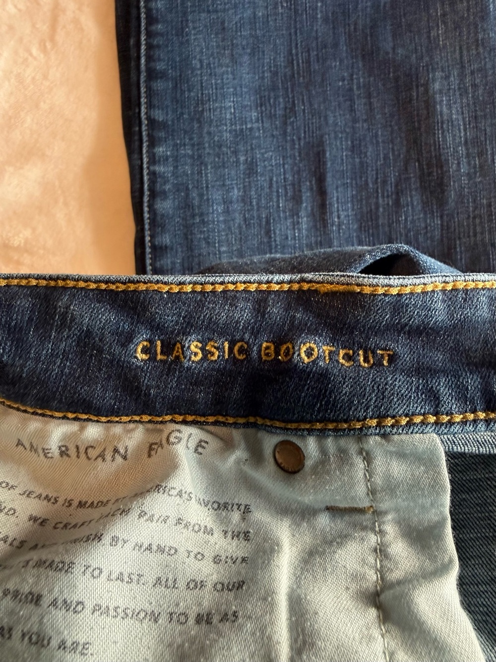 Men’s American Eagle Outfitters Classic Bootcut Dark Blue Jeans - Picture 5 of 7